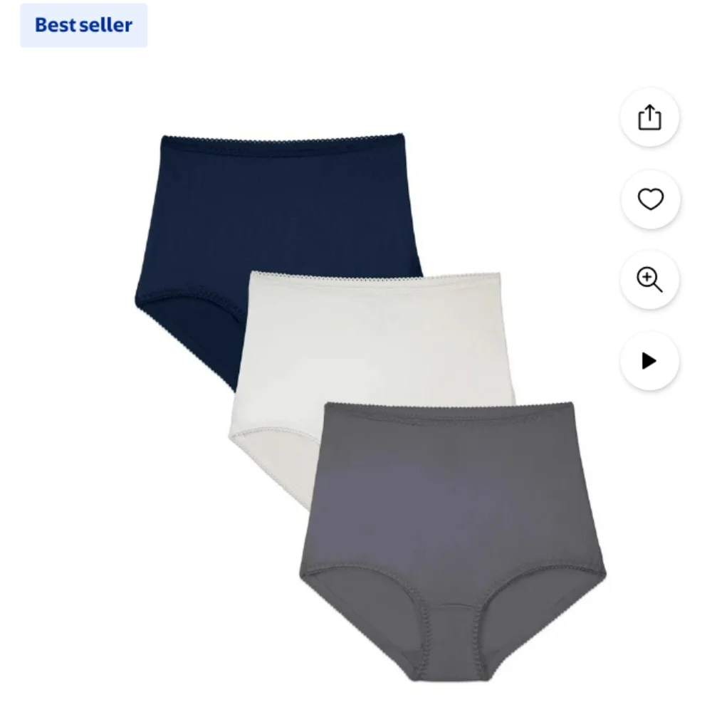 Six High-Waisted Briefs in Navy, White, and Gray - Picture 2 of 7